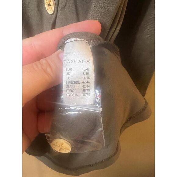 NWT Lascana Olive Long Sleeve Asymmetric Button Detail Decorative Tunic Top 8 10 - Picture 7 of 12